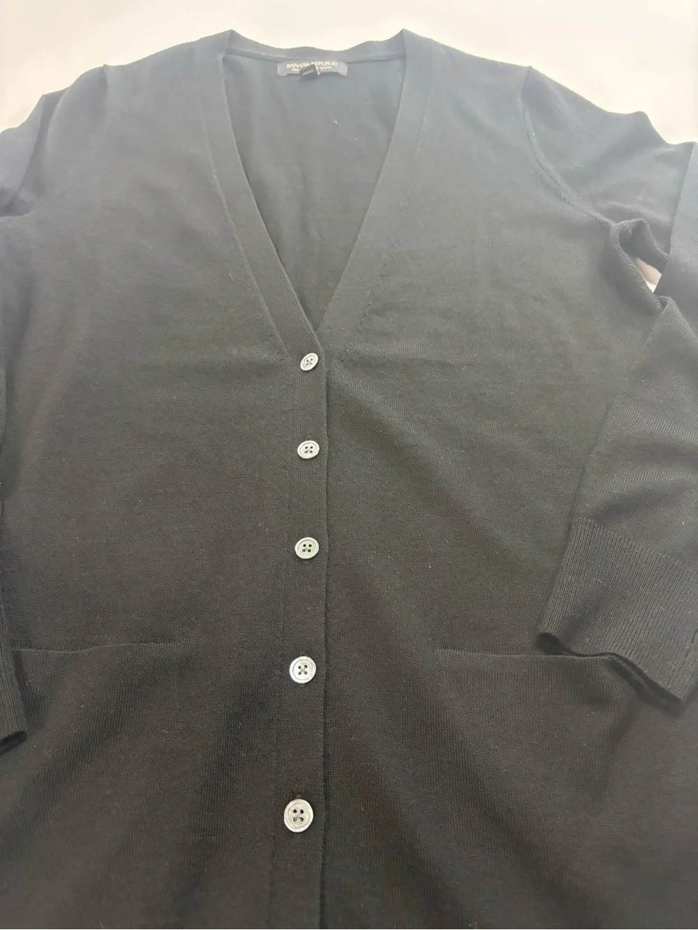 Banana Republic Extra-Fine Merino Long Cardigan Sweater Size Medium True Black